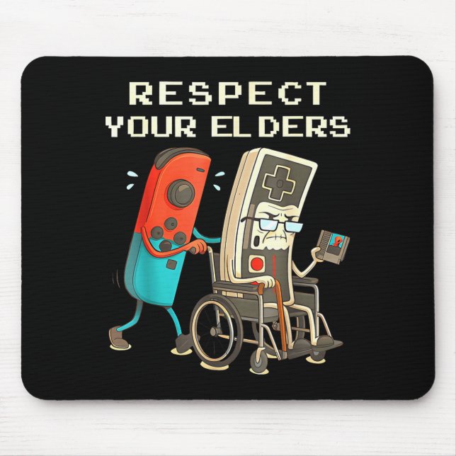 Respect Your Elders Retro Gaming Funny Gamer Contr Mouse Pad (Front)