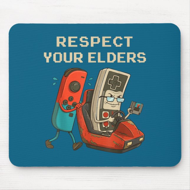 Respect Your Elders Retro Gaming Funny Gamer Contr Mouse Pad (Front)
