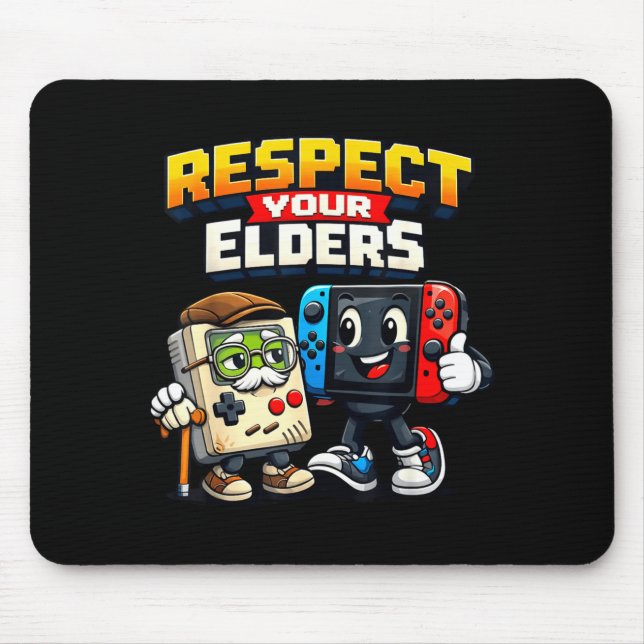 Respect Your Elders Retro Gaming Funny Gamer Contr Mouse Pad (Front)