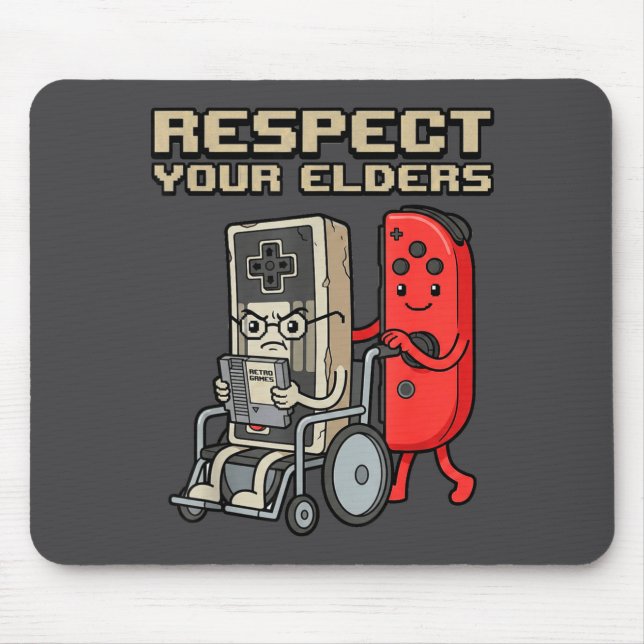 Respect Your Elders Retro Gaming Funny Gamer Contr Mouse Pad (Front)