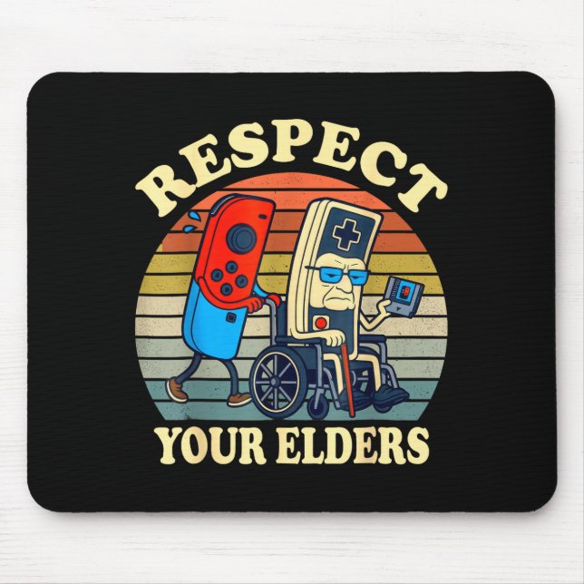 Respect Your Elders Retro Gaming Funny Gamer Contr Mouse Pad (Front)
