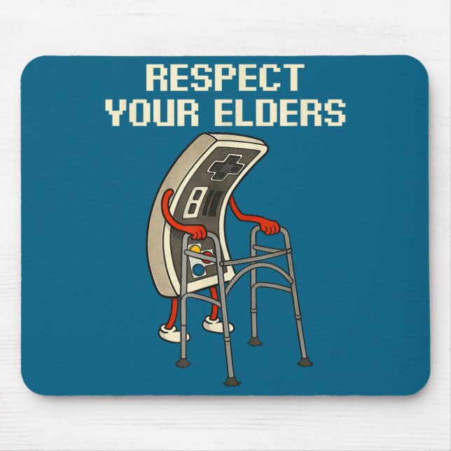 Respect Your Elders Retro Gaming Funny Gamer Contr Mouse Pad (Front)
