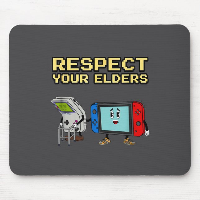 Respect Your Elders Retro Gaming Funny Gamer Contr Mouse Pad (Front)
