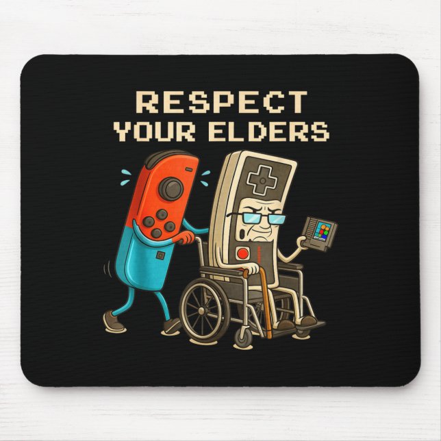 Respect Your Elders Retro Gaming Funny Gamer Contr Mouse Pad (Front)