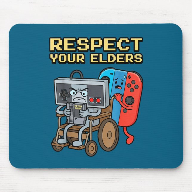 Respect Your Elders Retro Gaming Funny Gamer Contr Mouse Pad (Front)