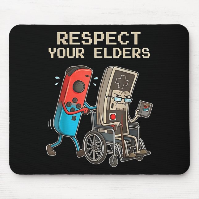 Respect Your Elders Retro Gaming Funny Gamer Contr Mouse Pad (Front)