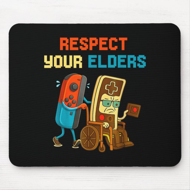 Respect Your Elders Retro Gaming Funny Gamer Contr Mouse Pad (Front)