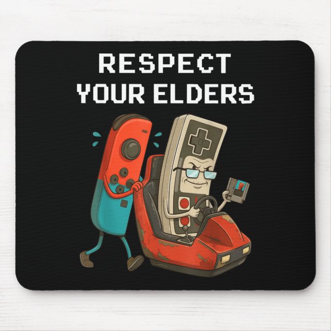 Respect Your Elders Retro Gaming Funny Gamer Contr Mouse Pad (Front)