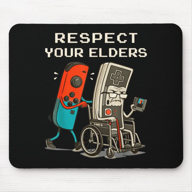 Respect Your Elders Retro Gaming Funny Gamer Contr Mouse Pad (Front)