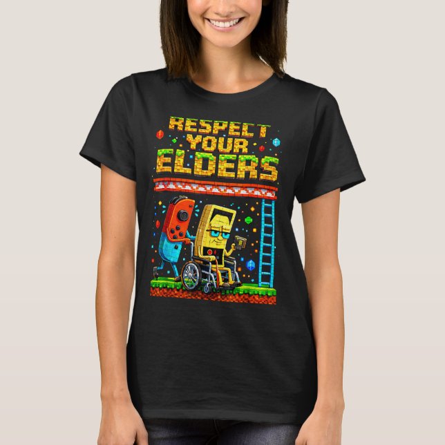 Respect Your Elders Retro Gaming Funny Gamer Contr T-Shirt