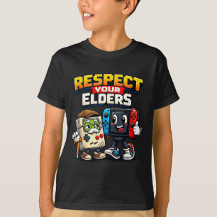 Respect Your Elders Retro Gaming Funny Gamer Contr T-Shirt