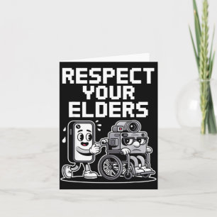 Respect Your Elders Retro Tech Camera Phone Cartoo Card
