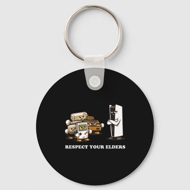Respect Your Elders T Retro 90s Gaming  Keychain (Front)
