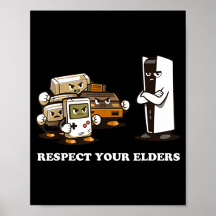 Respect Your Elders T Retro 90s Gaming Poster