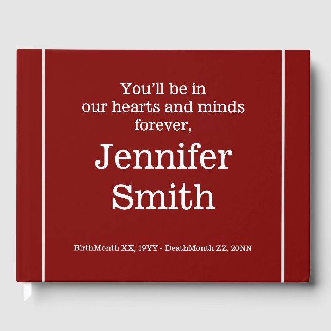 Respectable & Basic Memorial Guest Book (Front)