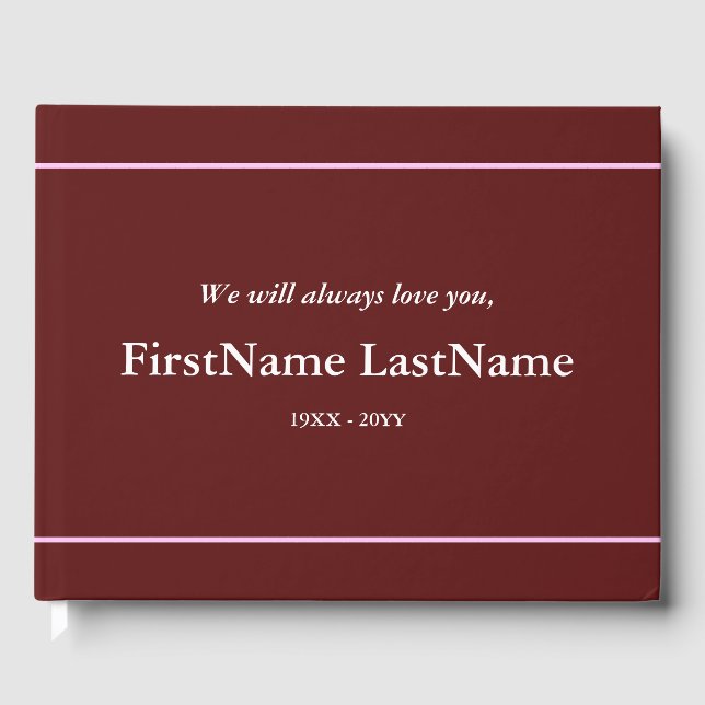 Respectable, Mournful Funeral Guestbook (Front)