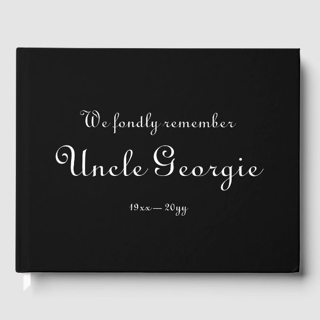 Respectable, Personalized Funeral Guest Book (Front)