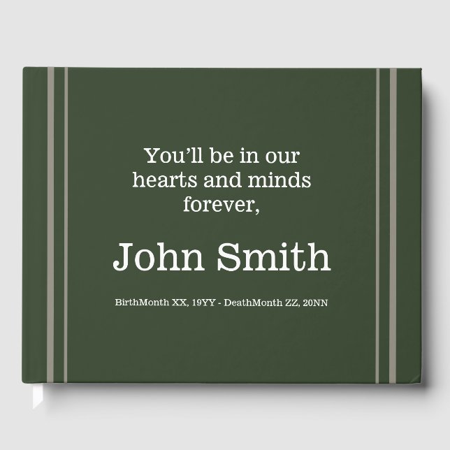 Respectable, Personalized Sympathies Guestbook (Front)