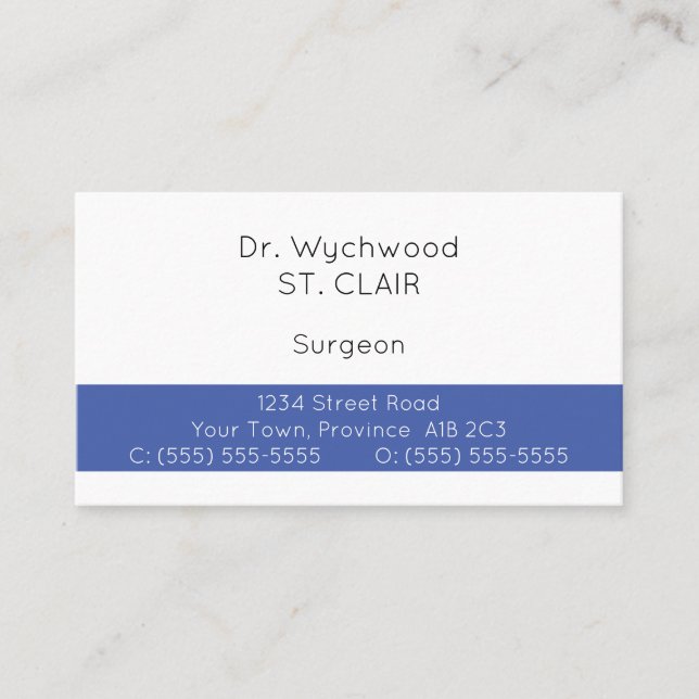 Respectable, Simple, Healthcare Specialist Business Card (Front)