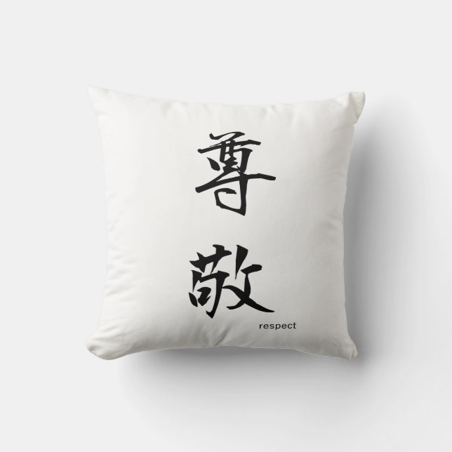 Respecter le japonais Kanji Coussin noir et blanc (Recto)