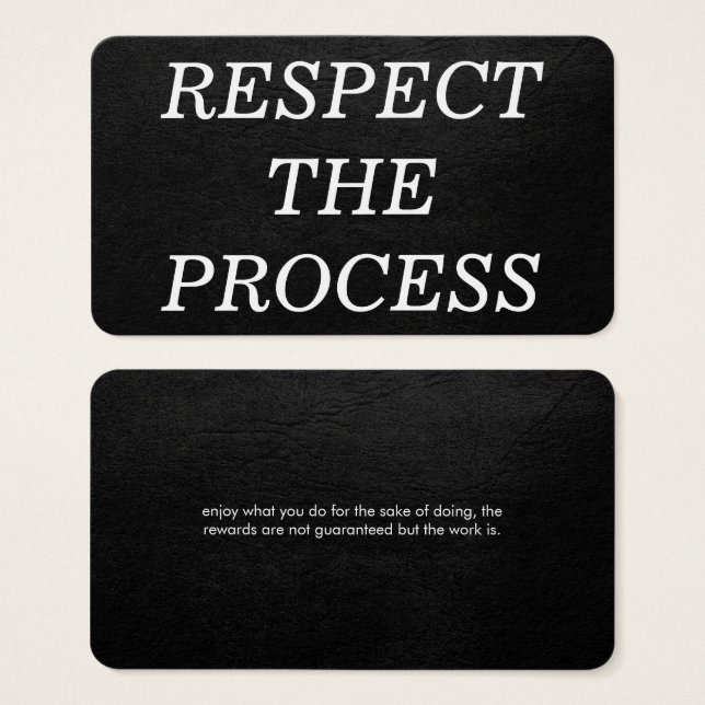Respecter le processus (Devant & derrière)