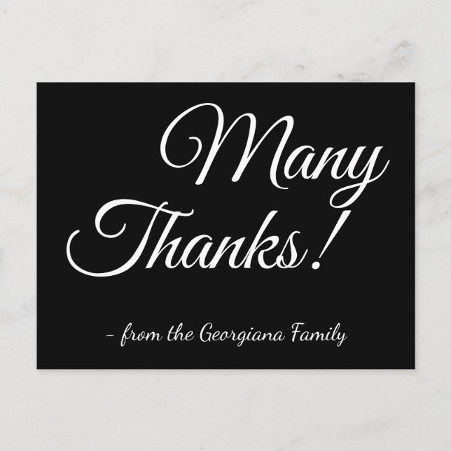 Respectueux, Élégant "Merci Beaucoup !" Carte post (Devant)