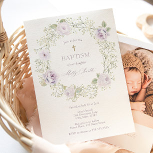 Respiration de Bébé et Roses Violettes Invitation
