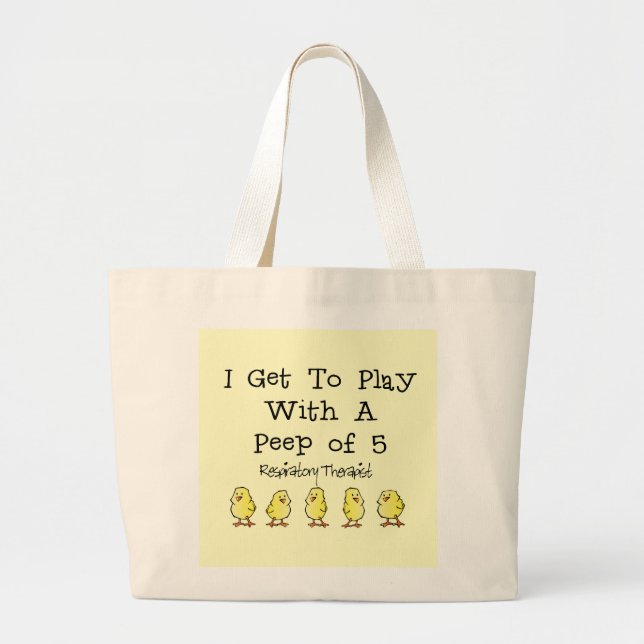 Respiratory "5 of Peep" Funny T-Shirts and Gifts Large Tote Bag (Front)