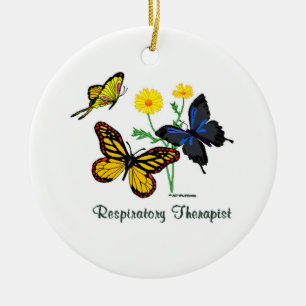 Respiratory Therapist Butterflies Ceramic Ornament