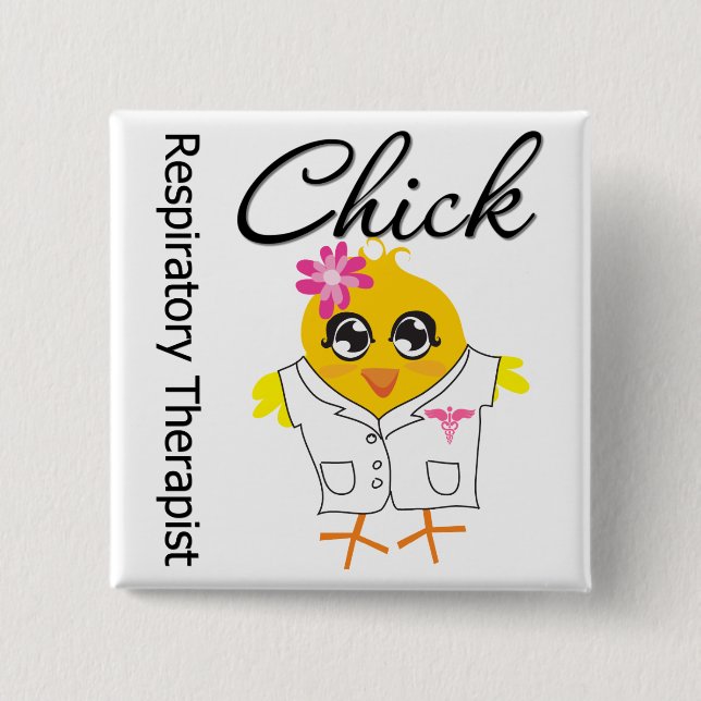 Respiratory Therapist Chick 2 Inch Square Button (Front)