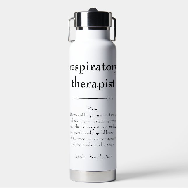 Respiratory Therapist Definition Thank You Gift Water Bottle (Front)