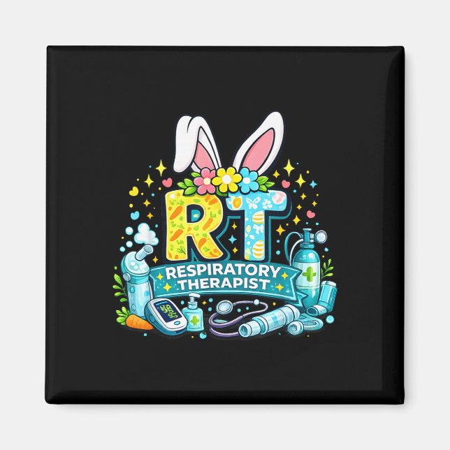 Respiratory therapist easter bunny funny rt humour magnet (Front)