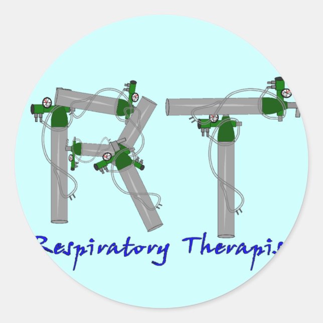 Respiratory Therapist Gifts O2 Tank Design Classic Round Sticker (Front)