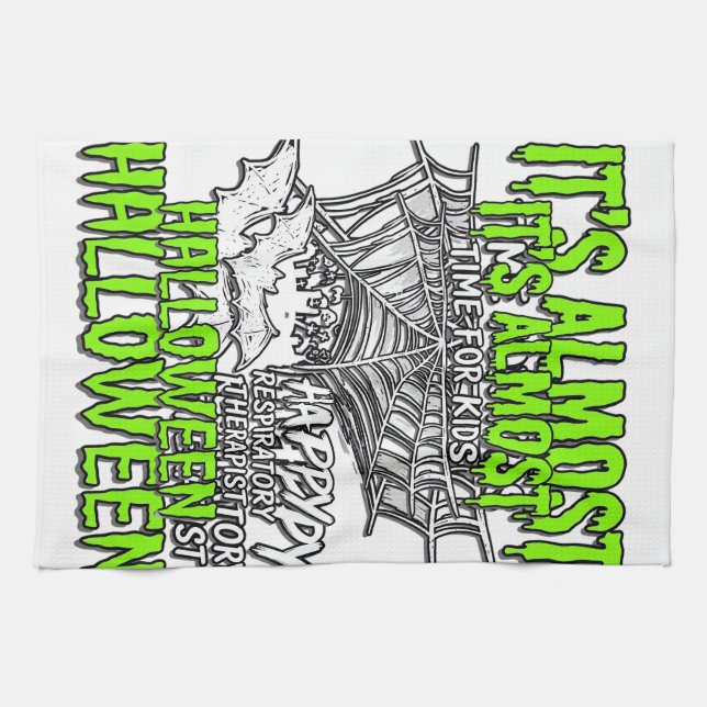 Respiratory Therapist Halloween Spider Web Design_ Kitchen Towel (Horizontal)