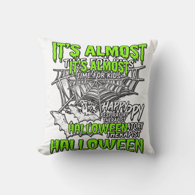 Respiratory Therapist Halloween Spider Web Design_ Throw Pillow (Front)