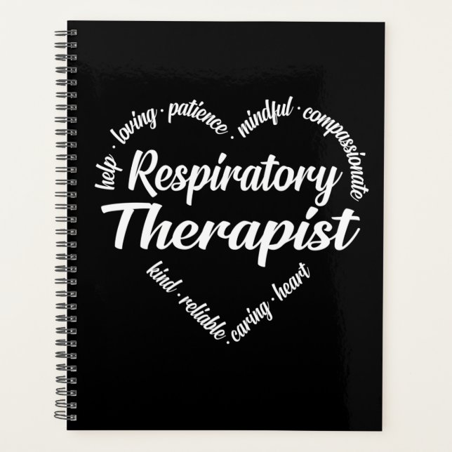 Respiratory Therapist Heart Word Cloud Planner (Front)