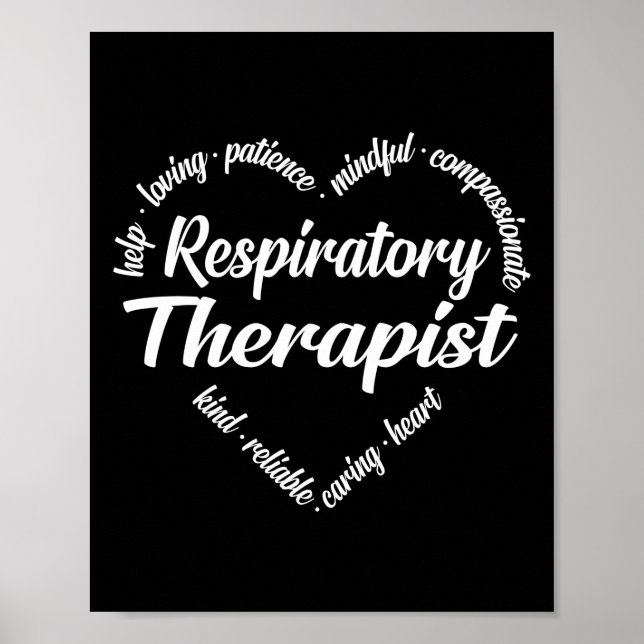Respiratory Therapist Heart Word Cloud Poster (Front)