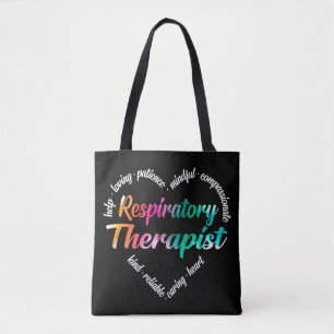 Respiratory Therapist Heart Word Cloud Watercolor Tote Bag