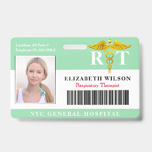 Respiratory Therapist   Medical Employee Photo ID Badge
