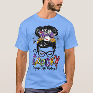 Respiratory Therapist Messy Bun Happy Halloween Gi T-Shirt
