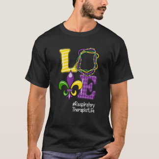 Respiratory Therapist Nurse Mardi Gras Leopard Par T-Shirt