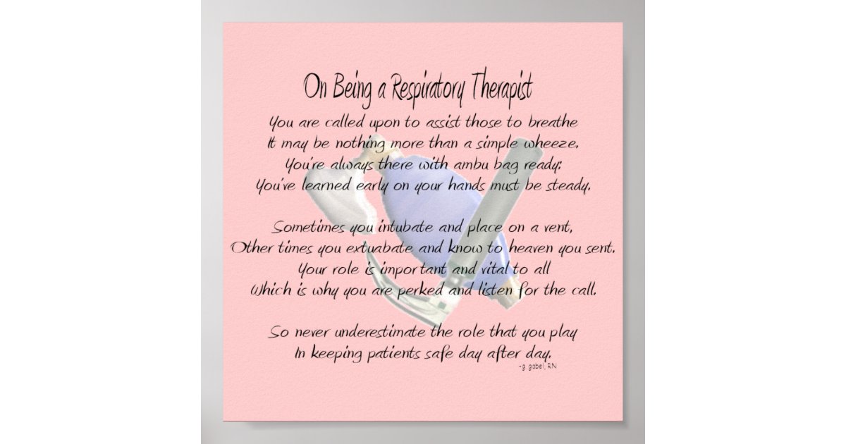 Respiratory Therapist Poem/Poster Poster | Zazzle