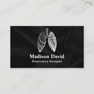 Respiratory therapist pulmonologist Minimal Black Business Card