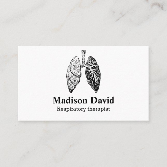 Respiratory therapist pulmonologist Minimal Lungs Business Card (Front)