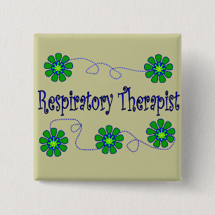 Respiratory Therapist Retro Flowers Design 2 Inch Square Button