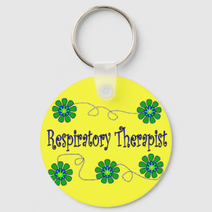 Respiratory Therapist Retro Flowers Design Keychain