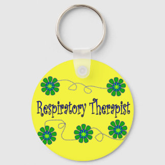 Respiratory Therapist Retro Flowers Design Keychain