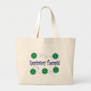 Respiratory Therapist Retro Flowers Design Large Tote Bag