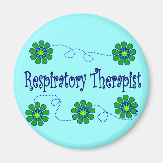 Respiratory Therapist Retro Flowers Design Magnet (Front)