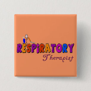 Respiratory Therapist Stickman Gifts 2 Inch Square Button